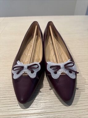 Coach Women's Annabel Leather Ballet Flat - Dark Cranberry